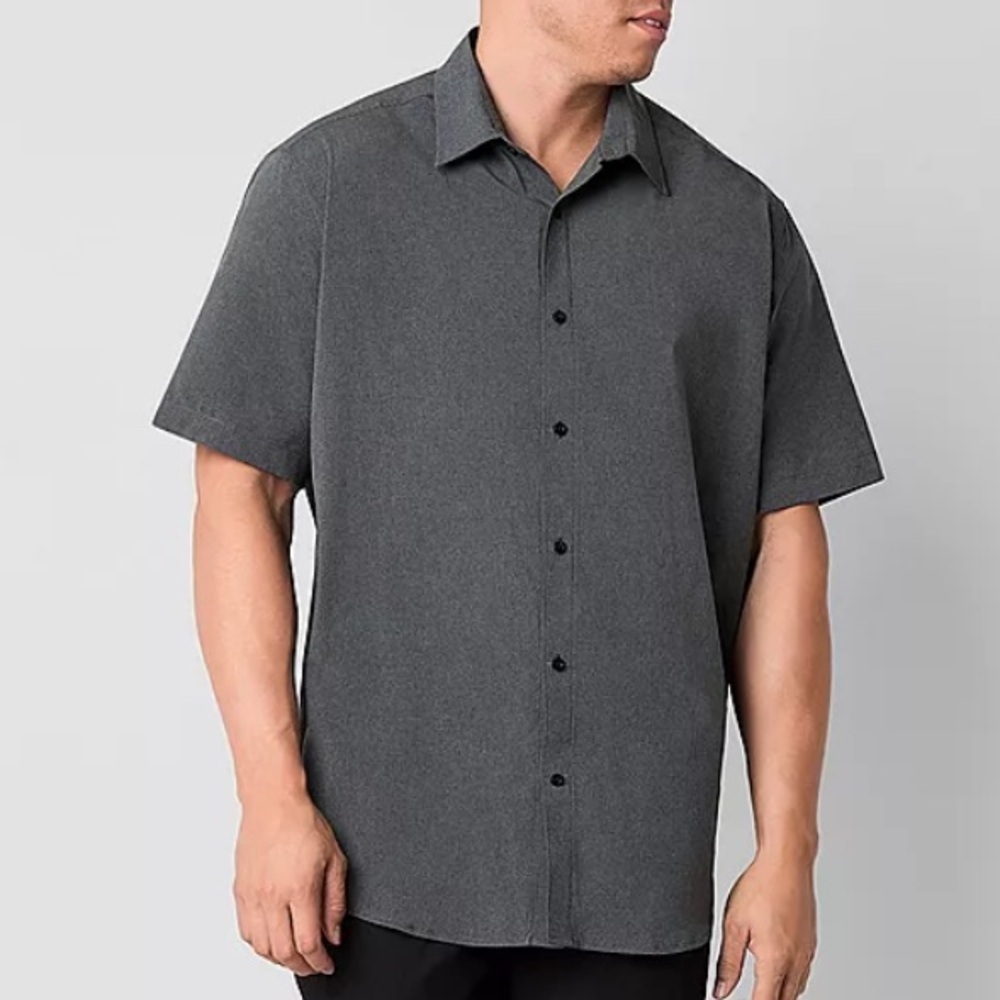 Men's Stylus Gray Short Sleeve Button Down Shirt Sz XL NWOT